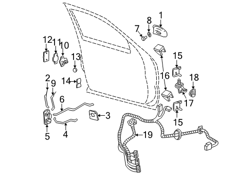 2002 Chevrolet Tahoe Front Door - Lock & Hardware Latch Diagram for 15110644