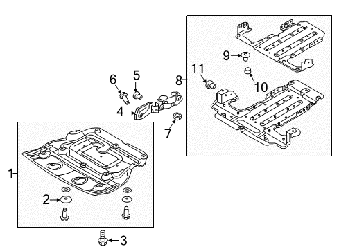 2016 Kia K900 Splash Shields Clip Undercover Mounting Diagram for 84219-3M000