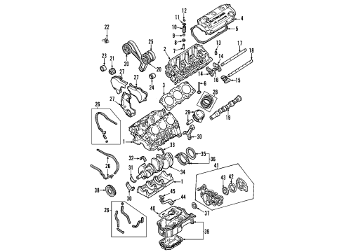 2004 Mitsubishi Eclipse Engine Parts, Mounts, Cylinder Head & Valves, Camshaft & Timing, Oil Pan, Oil Pump, Balance Shafts, Crankshaft & Bearings, Pistons, Rings & Bearings Gasket Pkg Diagram for MD976289