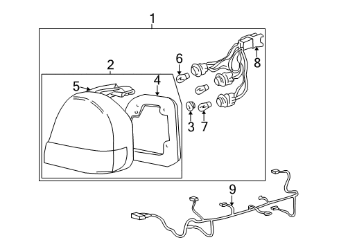 2004 Hyundai Sonata Bulbs Rear Combination Holder & Wiring Diagram for 92451-3D050