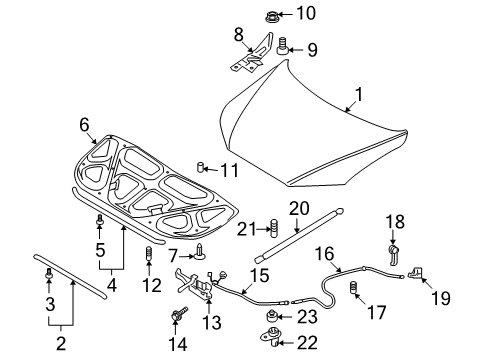 2011 Hyundai Santa Fe Hood & Components Cable Assembly-Hood Latch Release Diagram for 81190-2B100