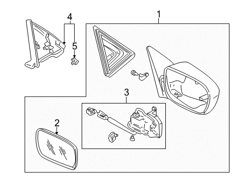 1999 Honda Accord Outside Mirrors Mirror Assembly, Passenger Side Door (Taffeta White) (R.C.) Diagram for 76200-S4K-A41ZC