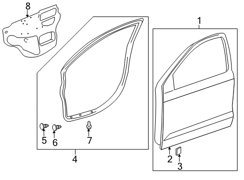 2010 Pontiac Vibe Front Door Front Side Door Window Regulator Diagram for 19184251