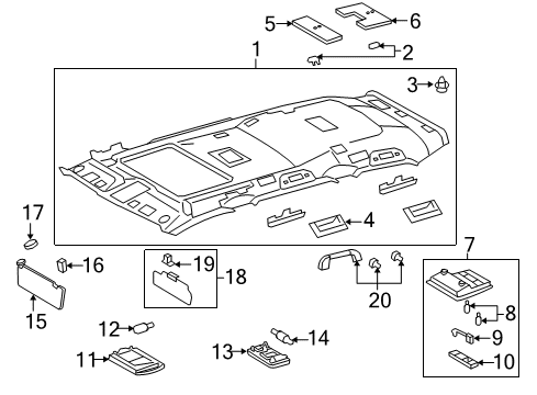 2015 Toyota Land Cruiser Interior Trim - Roof Sunvisor Diagram for 74320-60A90-A0