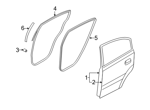 2007 Kia Rio5 Rear Door WEATHERSTRIP Assembly-Rear Door Side Diagram for 831401G200