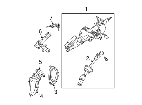 2006 Toyota Solara Ignition Lock Column Assembly Diagram for 45250-AA012