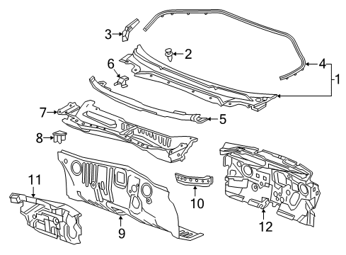 2019 Buick LaCrosse Cowl Cowl Grille Diagram for 26232169