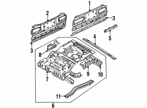 1985 Nissan Sentra Rear Body Floor Rear Diagram for 74514-21A00