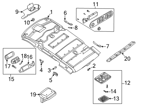 2002 Nissan Quest Auxiliary Heater & A/C Holder-SUNVISOR Diagram for 96409-7B003