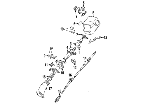 1992 Lexus LS400 Steering Column & Wheel, Steering Gear & Linkage Tube Assy, Steering Column, Lower Diagram for 45204-50021