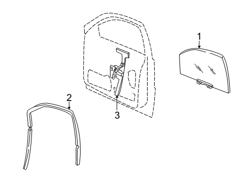 2002 Jeep Grand Cherokee Front Door Seal-Front Door Glass Diagram for 55136024AG