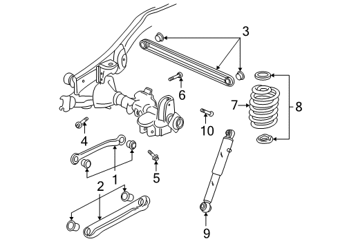 2005 Cadillac Escalade EXT Rear Suspension Rear Shock Absorber Assembly Diagram for 88965350