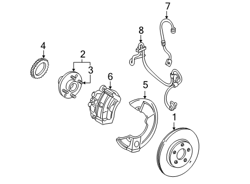 2006 Ford Freestar Front Brakes Caliper Support Bracket Diagram for 3F2Z-2B292-AB