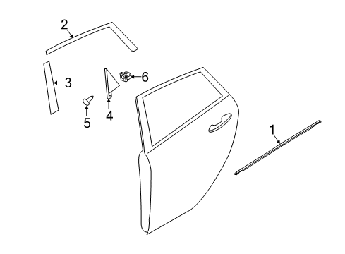 2019 Ford Fiesta Exterior Trim - Rear Door Upper Molding Diagram for FE8Z-5820551-A