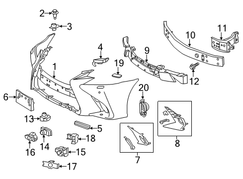 2018 Lexus GS450h Automatic Temperature Controls Clip, Ultrasonic Sensor Diagram for 89348-76010