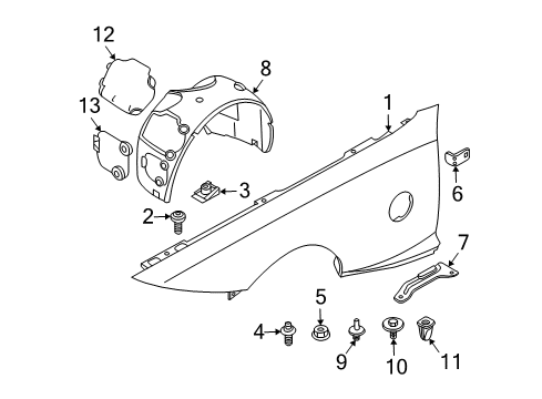 2003 BMW Z4 Fender & Components Cover, Wheel Housing, Front Right Diagram for 51717012728