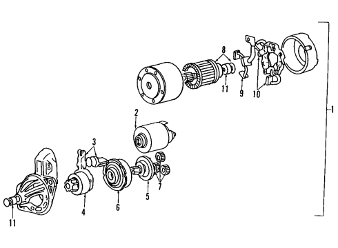 1994 Hyundai Elantra Starter Reman Starter Assembly Diagram for 00228-Y9100