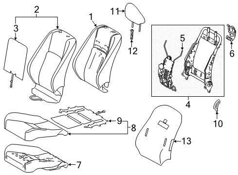 2018 Lexus IS300 Driver Seat Components Pad, Front Seat Cushion Diagram for 71512-53200