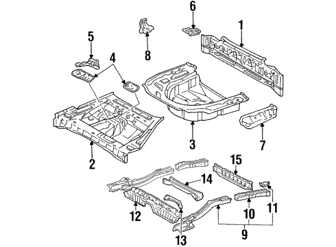 1992 Lexus ES300 Rear Body Pan, Center Floor Diagram for 58211-33020