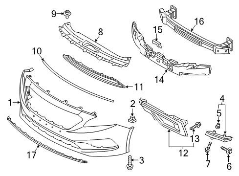 2016 Hyundai Sonata Fog Lamps Absorber-Front Bumper Energy Diagram for 86520-C2000