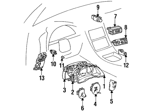 1994 Toyota Celica A/C & Heater Control Units Dash Control Unit Diagram for 55900-2B230