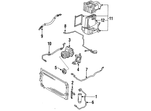 1991 Toyota Land Cruiser A/C Compressor Evaporator Assembly Diagram for 88510-60360