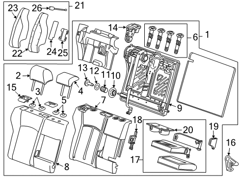 2013 Chevrolet Cruze Rear Seat Components Latch Cover Diagram for 95217962