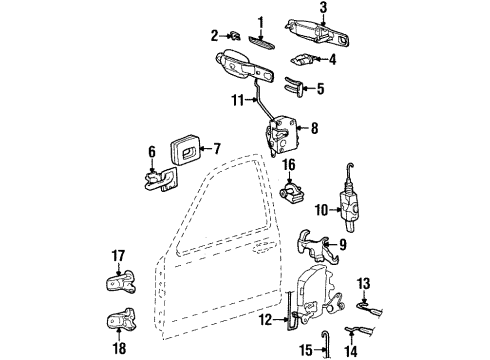 1997 Lincoln Town Car Rear Door Handle, Outside Diagram for F1VY-5422405-A