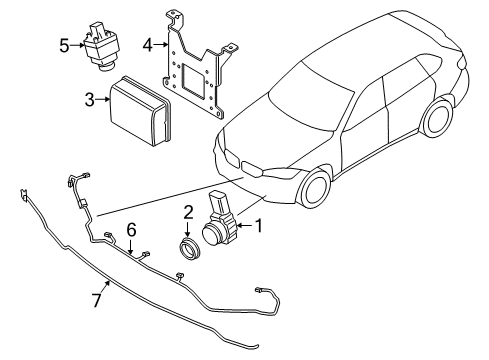 2016 BMW X6 Parking Aid Sensor, Pedestrian Protection Pts Diagram for 65769297829