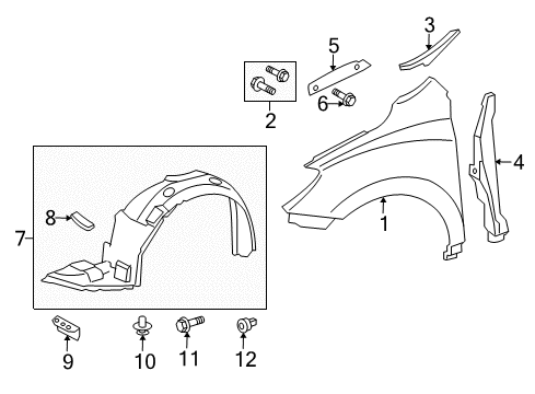 2010 Toyota Matrix Fender & Components Fender Liner Pad Diagram for 53852-02050