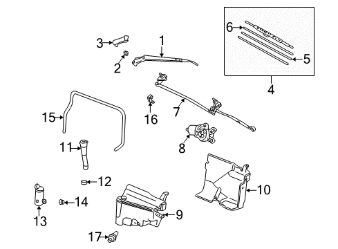 1999 Lexus LX470 Wiper & Washer Components Windshield Wiper Arm Assembly, Left Diagram for 85221-60170