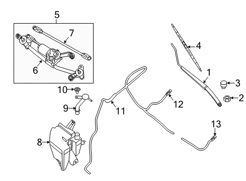 2014 Nissan Sentra Wiper & Washer Components Windshield Washer Nozzle Complete, Passenger Side Diagram for 28932-3SG0A