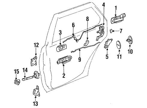 1991 Lexus LS400 Rear Door Hinge Assy, Rear Door, Lower RH Diagram for 68770-50010