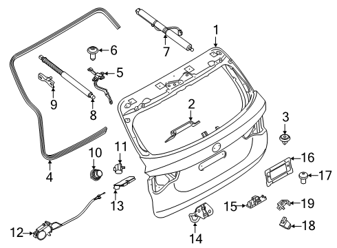 2020 BMW X3 Lift Gate Trunk Lock Actuator Motor Diagram for 51247357112