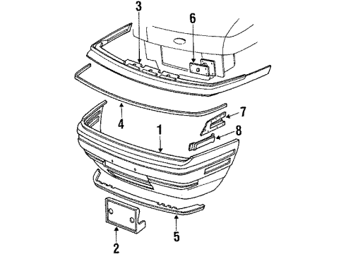 1991 Mercury Sable Front Bumper Bumper Cover Guide Bracket Diagram for E94Y17C973A