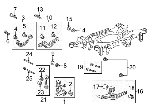 2013 Cadillac XTS Rear Suspension Components, Lower Control Arm, Upper Control Arm, Ride Control, Stabilizer Bar Knuckle Diagram for 23488414