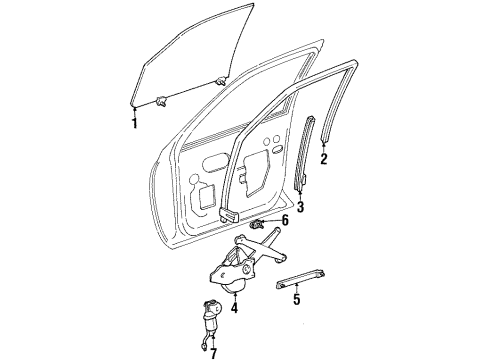 1997 Lincoln Continental Front Door Regulator Diagram for F5OY-5423209-A