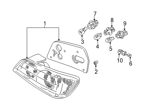 2002 Honda S2000 Bulbs Lamp Unit, L. Tail Diagram for 33551-S2A-A02