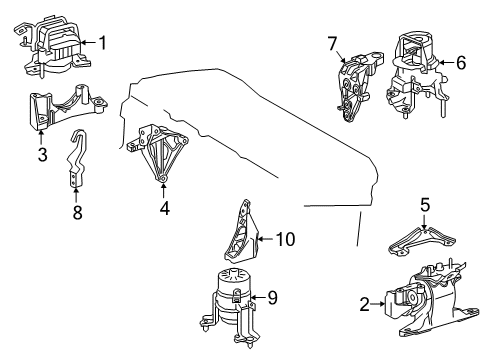 2018 Toyota Camry Engine & Trans Mounting Rear Mount Bracket Diagram for 12303-F0160