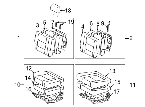 2004 Toyota Sequoia Rear Seat Components Seat Cushion Diagram for 79220-0C020-B0