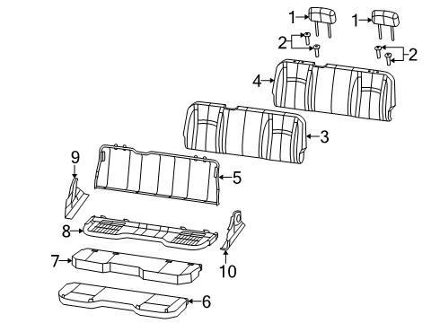 2015 Ram 1500 Rear Seat Components Seat Cushion Foam Diagram for 68050741AA