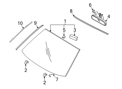 2007 Kia Amanti Windshield Glass, Exterior Trim Cover-Inside Mirror Rear Diagram for 851303F000