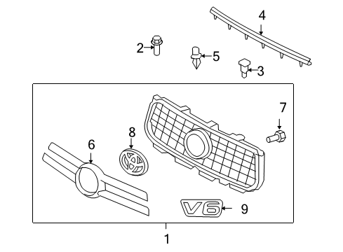 2008 Toyota RAV4 Grille & Components Trim Plate Screw Diagram for 90168-40027