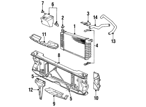 1993 GMC C1500 Suburban Radiator & Components Radiator Assembly Diagram for 52481749