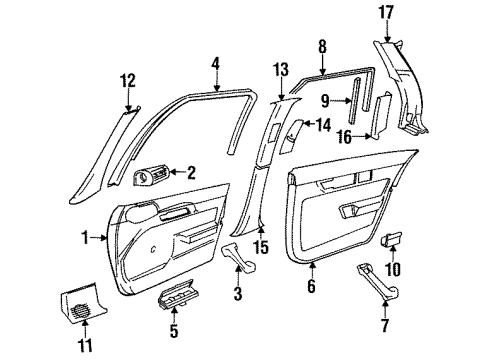 1995 BMW 525i Interior Trim Covering Column-Center Top Right Diagram for 51438138854