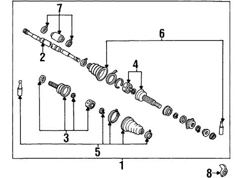 1995 Infiniti G20 Axle Shaft - Front Shaft Assembly-Front Drive, R Diagram for 39100-54J06