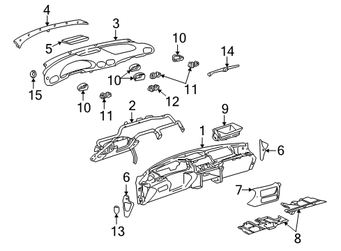 1996 Pontiac Sunfire Instrument Panel Plate Asm-Instrument Panel Trim *Graphite Diagram for 22594149