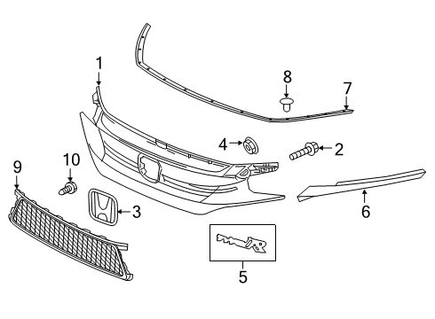 2021 Honda Civic Grille & Components Emblem, Rear H-Mark Diagram for 75701-TGH-A01