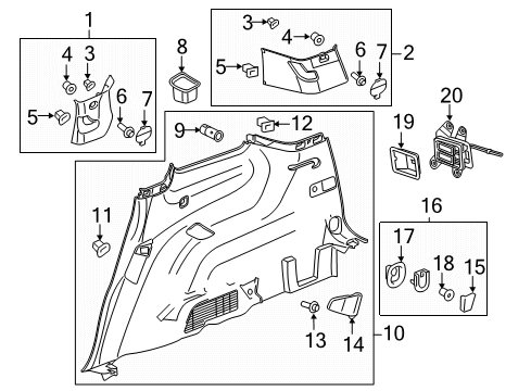 2018 GMC Acadia Interior Trim - Quarter Panels Upper Quarter Trim Diagram for 84839669