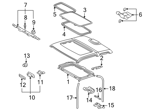 2002 Toyota Tacoma Sunroof Handle Assy, Removable Roof Lock Diagram for 63260-35040-E0